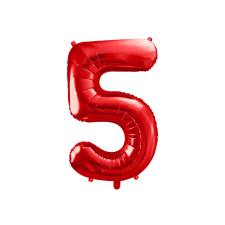 ''5'' számú fólia lufi, 86 cm, piros party kellék