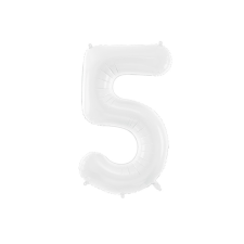 ''5'' számú fóliaballon, 86 cm, fehér party kellék