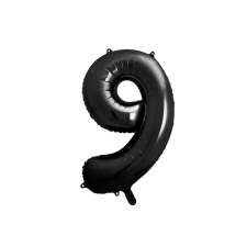  &#039;&#039;9&#039;&#039; számú fólia lufi, 86 cm, fekete party kellék