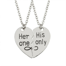 'Her one, His only' páros nyaklánc, ezüst színű nyaklánc