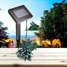  100 LED-es napelemes kerti fényfüzér - 20 méter, hidegfehér kültéri izzósor