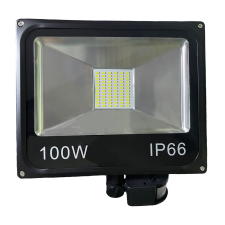  100W SMD LED mozgásérzékelős reflektor fényvető hideg fehér SLIM Szabadtéri spotlámpa IP66 kültéri világítás