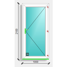  100x210 befelé nyíló tele üveges bejárati ajtó Deceuninck Vision 76 nyílászáró