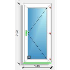  100x210 befelé nyíló tele üveges bejárati ajtó Rehau Euro design nyílászáró