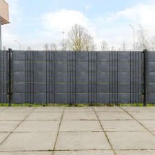  10 db antracitszürke polyrattan erkélyparaván 255 x 19 cm kerti bútor