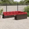  10 db barna polyrattan kerti kanapégarnitúra párnákkal