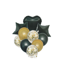 10 db fekete latex lufi csokor Star Magic Party konfettivel party kellék
