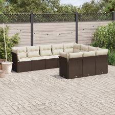  10 részes barna polyrattan kerti ülőgarnitúra párnákkal kerti bútor