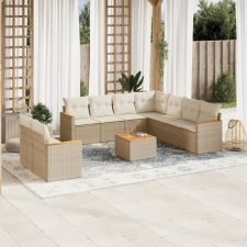 10 részes bézs polyrattan kerti ülőgarnitúra párnával kerti bútor