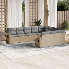 10 részes bézs polyrattan kerti ülőgarnitúra párnával kerti bútor