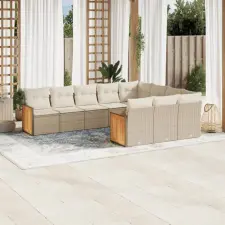  10 részes bézs polyrattan kerti ülőgarnitúra párnával kerti bútor