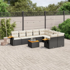  10 részes fekete polyrattan kerti ülőgarnitúra párnákkal kerti bútor