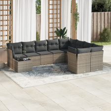 10 részes szürke polyrattan kerti ülőgarnitúra párnákkal kerti bútor