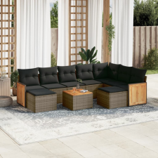  10 részes szürke polyrattan kerti ülőgarnitúra párnákkal kerti bútor