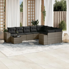  10 részes szürke polyrattan kerti ülőgarnitúra párnákkal kerti bútor