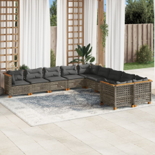  10 részes szürke polyrattan kerti ülőgarnitúra párnákkal kerti bútor