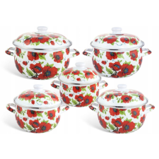  10 részes zománcozott edénykészlet/ pipacs edény