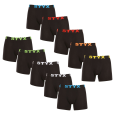  10PACK Fekete long férfi boxeralsó Styx sport gumi (10U9601) M