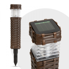  11727 Leszúrható szolár lámpa , rattan hatású, barna, hidegfehér kültéri világítás