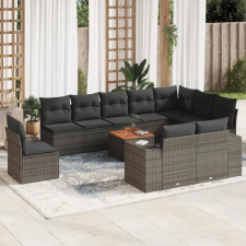  11 részes szürke polyrattan kerti ülőgarnitúra párnákkal kerti bútor
