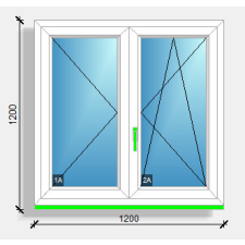  120X120 Középen felnyíló váltószárnyas ablak Rehau Eurodesign 70 nyílászáró