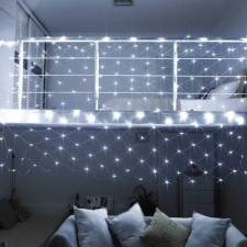 128 LED-es hálós fényfüzér - hidegfehér karácsonyfa izzósor