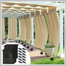  12 db Erős Szélálló Kültéri Függöny Súlyok Klipszekkel – Bézs XM1248295 lakástextília