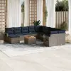  12 db szürke polyrattan kerti kanapégarnitúra párnákkal