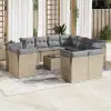  12 részes bézs polyrattan kerti ülőgarnitúra párnákkal
