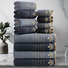  12 részes Crown törölköző szett sötétszürke-világosszürke RP8527676-SSZV lakástextília