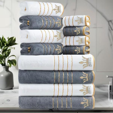  12 részes Crown törölköző szett szürke-fehér RP8527676-SZF lakástextília