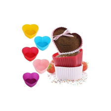 12 részes színes szilikon muffin sütőforma - szív alakú edény