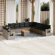 12 részes szürke polyrattan kerti ülőgarnitúra párnákkal kerti bútor