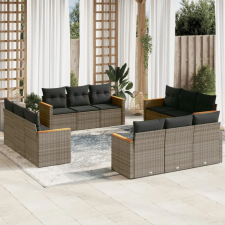  12 részes szürke polyrattan kerti ülőgarnitúra párnákkal kerti bútor