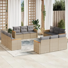  12 részes vegyes bézs polyrattan kerti ülőgarnitúra párnákkal kerti bútor