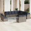  13 db szürke polyrattan kerti kanapégarnitúra párnákkal
