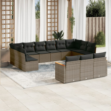 13 részes szürke polyrattan kerti ülőgarnitúra párnákkal kerti bútor