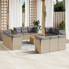  13részes vegyes bézs polyrattan kerti ülőgarnitúra párnákkal kerti bútor