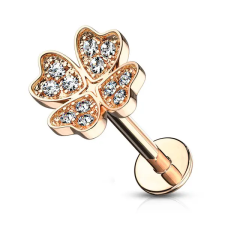  14 Karátos Arannyal Bevont Rózsaarany Színű Lóhere Alakú Piercing, 8 mm egyéb ékszer