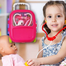  14 részes fogorvosi szett gyermekeknek, gurulós táskában orvosos játék