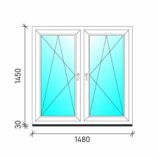  150×150 Tokosztott nyb/nyb műanyag ablak nyílászáró