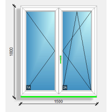  150X180 Középen felnyíló váltószárnyas ablak Deceuninck Vision 76 nyílászáró