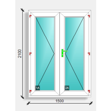  150x210 befelé nyíló tele üveges bejárati ajtó Rehau Synego 80 nyílászáró