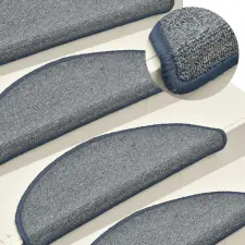  15 db világosszürke és kék lépcsőszőnyeg 56 x 17 x 3 cm lakástextília