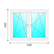  160×130 Tokosztott nyb/nyb műanyag ablak nyílászáró