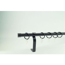 16 mm Ø Kansas függönykarnis szett, 1 soros, fekete, lapostartóval (120 cm) karnis, függönyrúd
