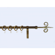 16 mm Ø Kecskemét függönykarnis szett, 1 soros, bronz, lapostartóval (240 cm) karnis, függönyrúd