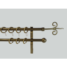 16 mm Ø Kecskemét karnis szett, 2 soros, bronz, lapostartóval (120 cm) karnis, függönyrúd