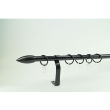 16 mm Ø Memphis függönykarnis szett, 1 soros, fekete, lapostartóval (160 cm) karnis, függönyrúd