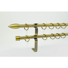 16 mm Ø Memphis karnis szett, 2 soros, óarany, lapostartóval (120 cm) karnis, függönyrúd